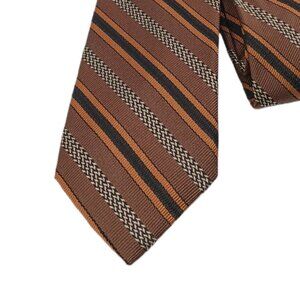 English Laundry Silk Repp Tie Men’s 61” Brown Stripe Christopher Wicks Classic